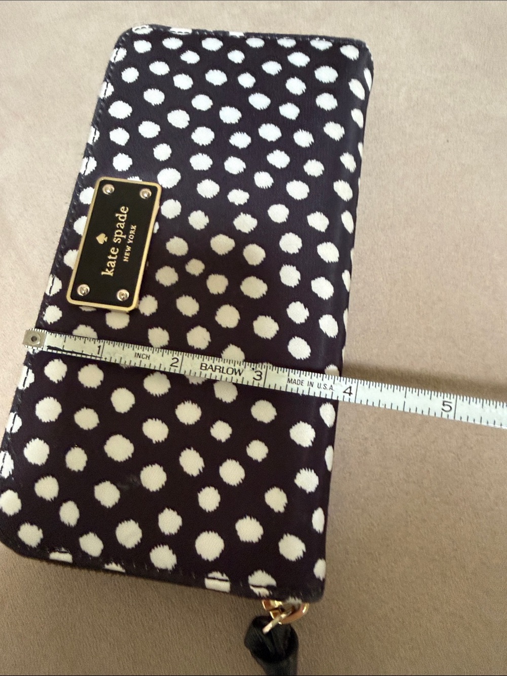 kate spade Black and White Polka Dot Zip-Around Wallet - Picture 12 of 12